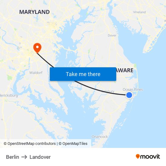 Berlin to Landover map