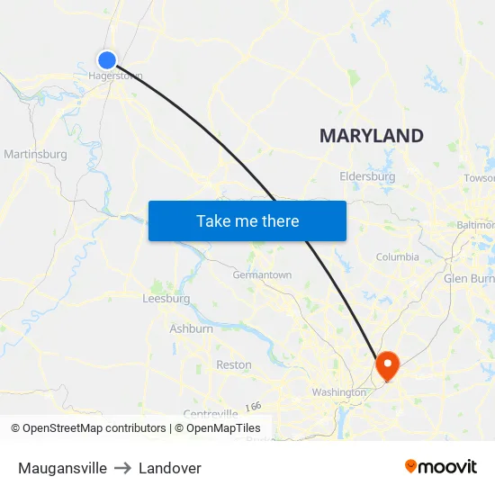 Maugansville to Landover map