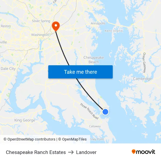 Chesapeake Ranch Estates to Landover map