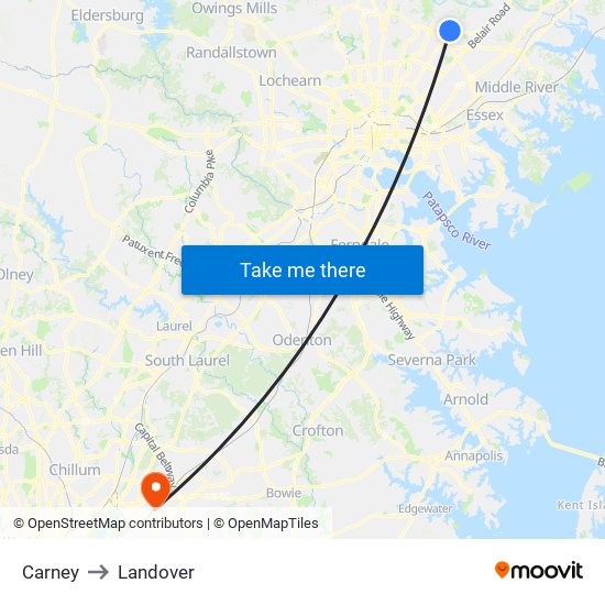 Carney to Landover map