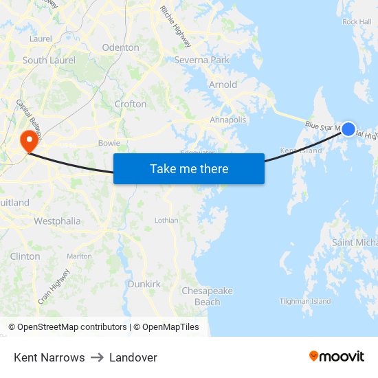 Kent Narrows to Landover map