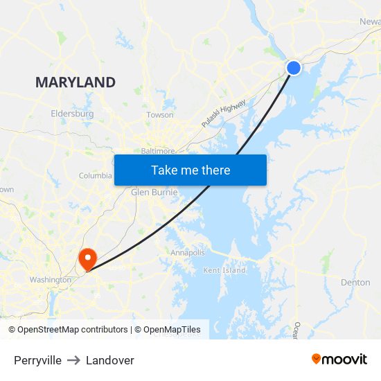 Perryville to Landover map