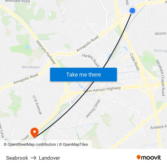 Seabrook to Landover map