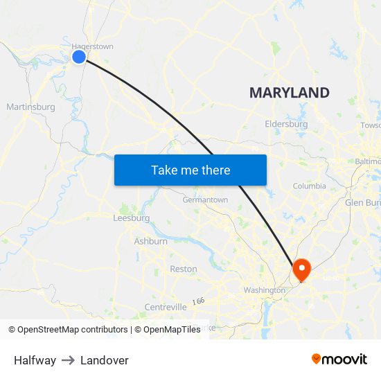 Halfway to Landover map