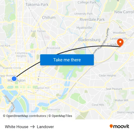 White House to Landover map