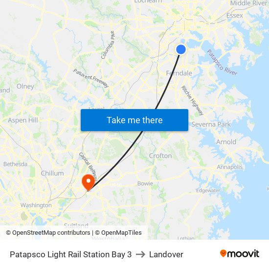 Patapsco Light Rail Station Bay 3 to Landover map