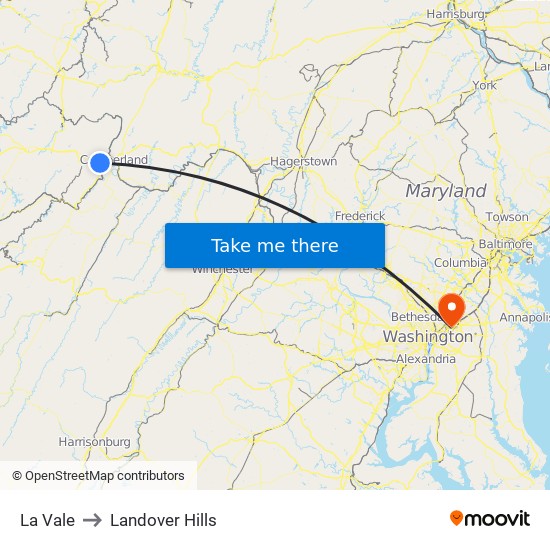 La Vale to Landover Hills map