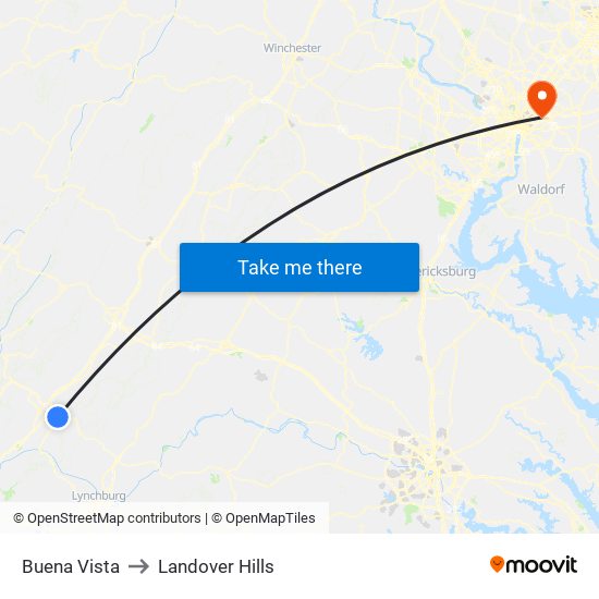 Buena Vista to Landover Hills map