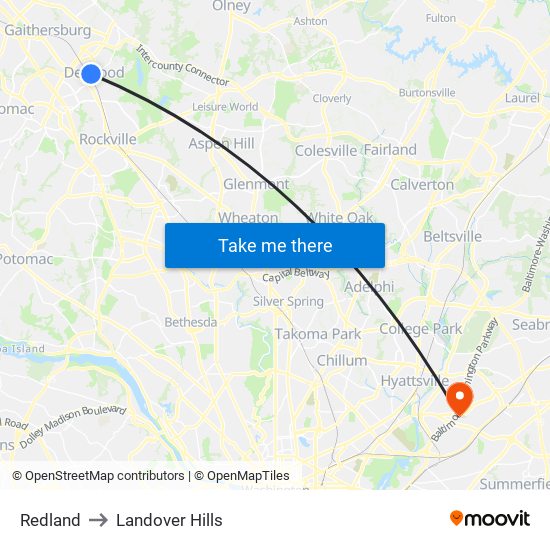 Redland to Landover Hills map