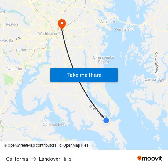 California to Landover Hills map