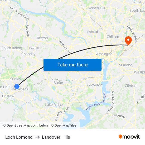 Loch Lomond to Landover Hills map