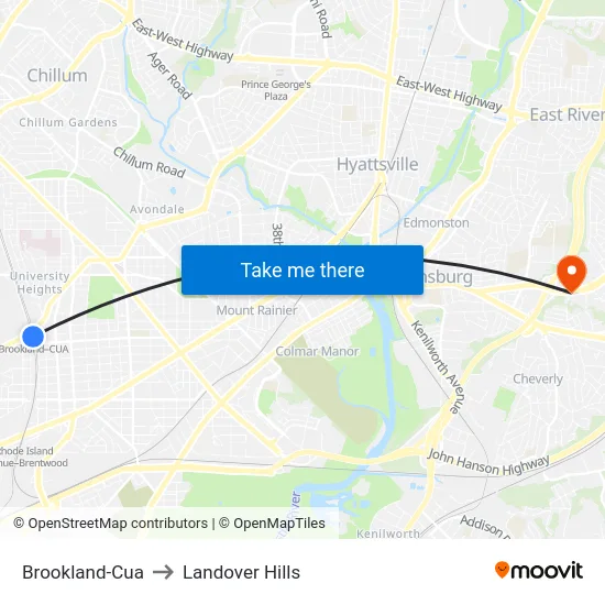 Brookland-Cua to Landover Hills map