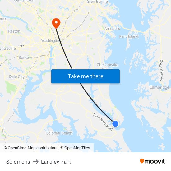 Solomons to Langley Park map