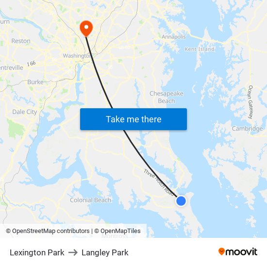 Lexington Park to Langley Park map