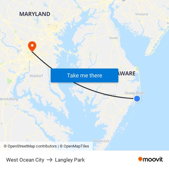 West Ocean City to Langley Park map