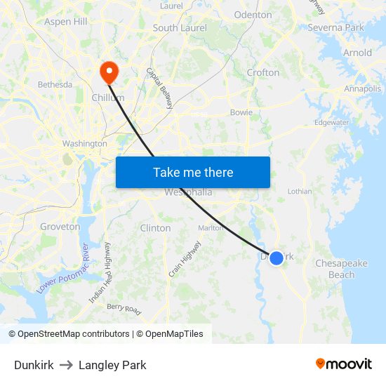 Dunkirk to Langley Park map