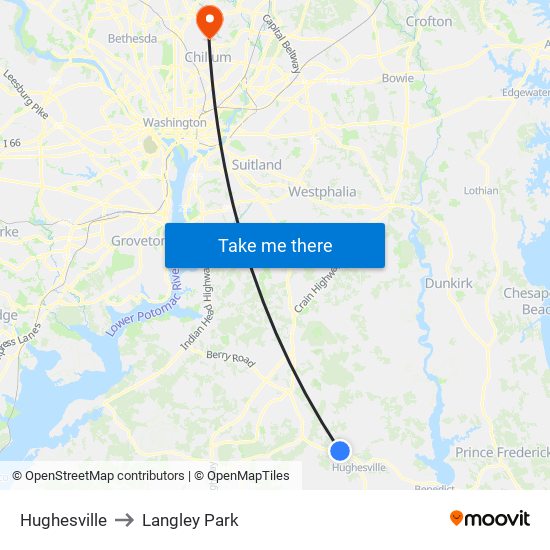 Hughesville to Langley Park map