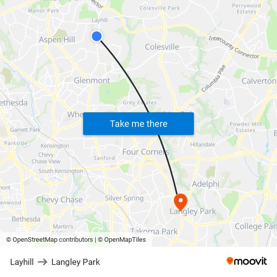 Layhill to Langley Park map