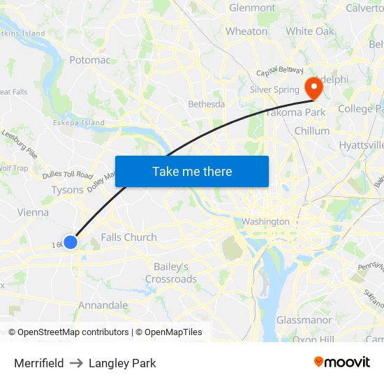 Merrifield to Langley Park map