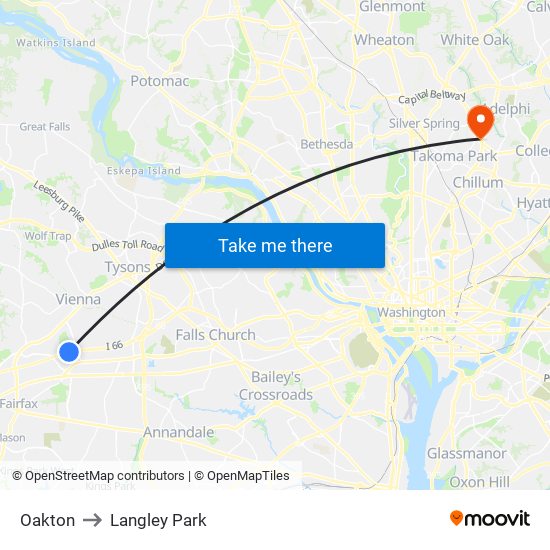 Oakton to Langley Park map