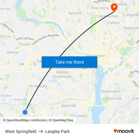 West Springfield to Langley Park map