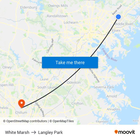 White Marsh to Langley Park map