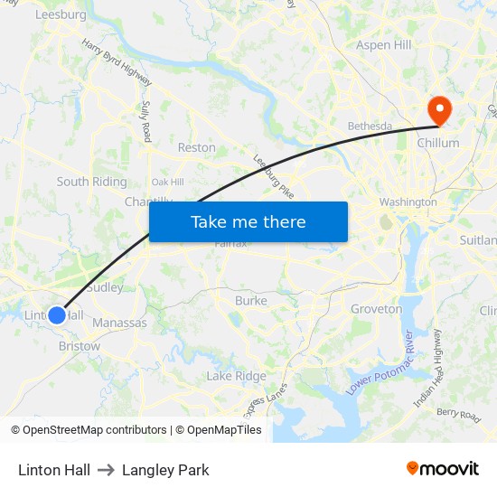 Linton Hall to Langley Park map