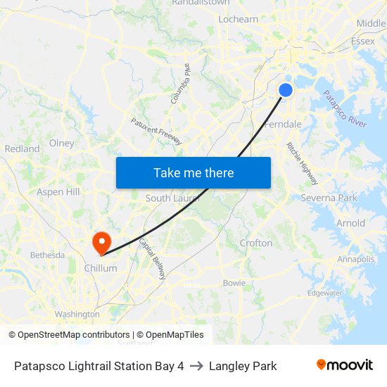 Patapsco Lightrail Station Bay 4 to Langley Park map