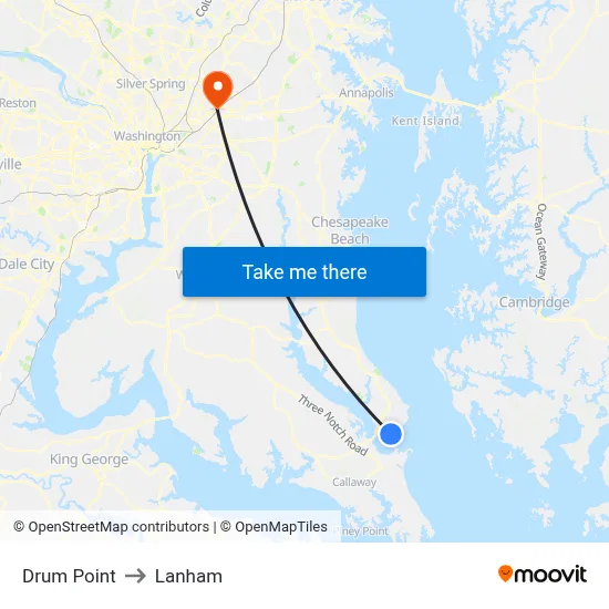 Drum Point to Lanham map