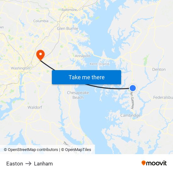 Easton to Lanham map