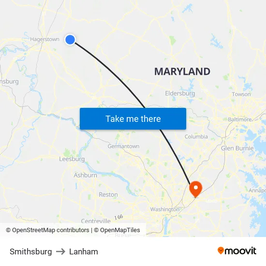 Smithsburg to Lanham map
