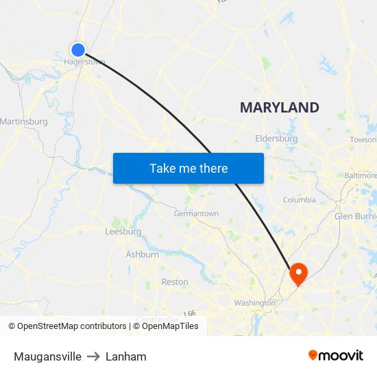 Maugansville to Lanham map