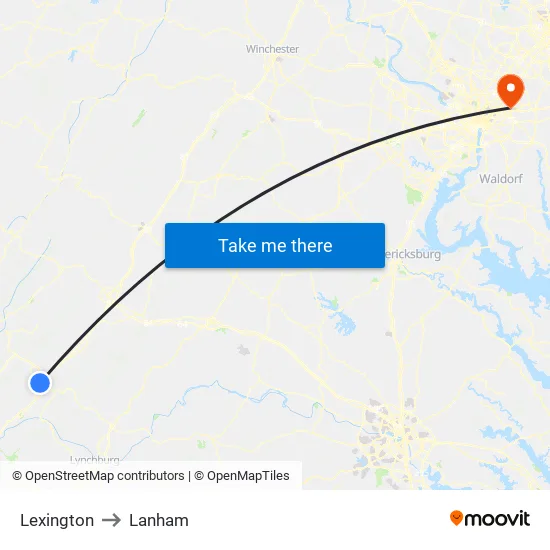 Lexington to Lanham map