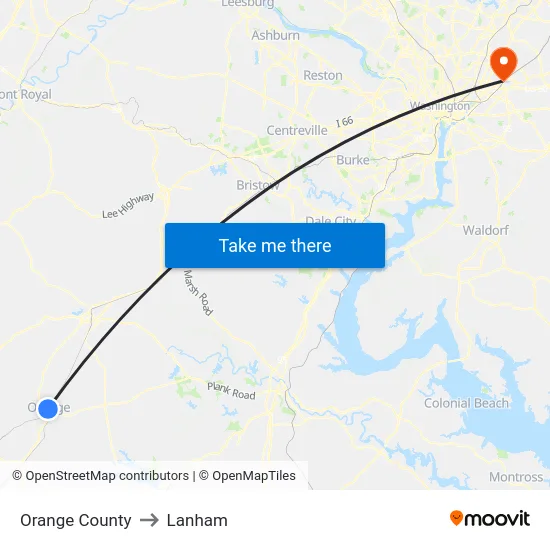 Orange County to Lanham map