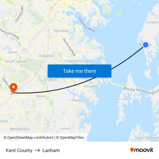 Kent County to Lanham map