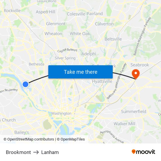 Brookmont to Lanham map