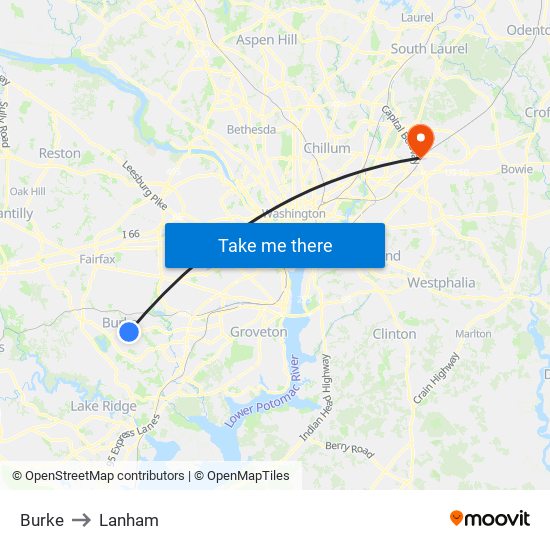 Burke to Lanham map