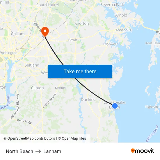 North Beach to Lanham map