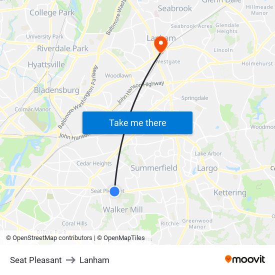 Seat Pleasant to Lanham map