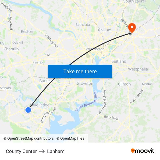 County Center to Lanham map