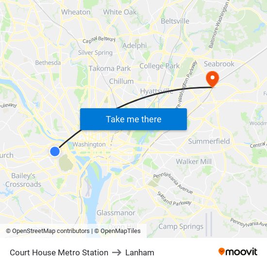 Court House Metro Station to Lanham map