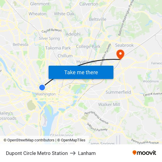 Dupont Circle Metro Station to Lanham map