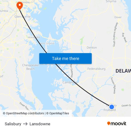 Salisbury to Lansdowne map