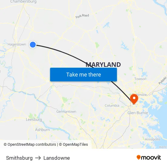 Smithsburg to Lansdowne map