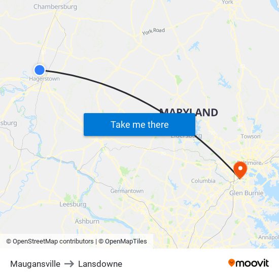 Maugansville to Lansdowne map
