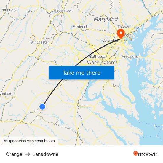 Orange to Lansdowne map