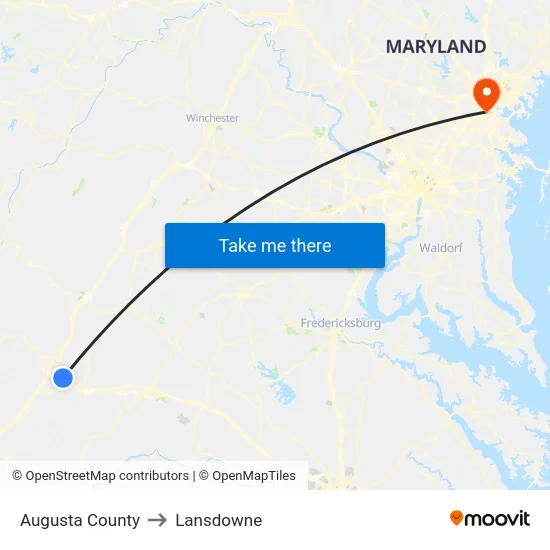 Augusta County to Lansdowne map