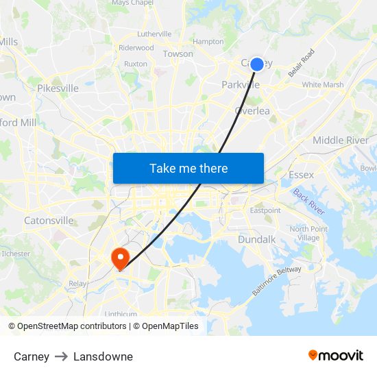 Carney to Lansdowne map