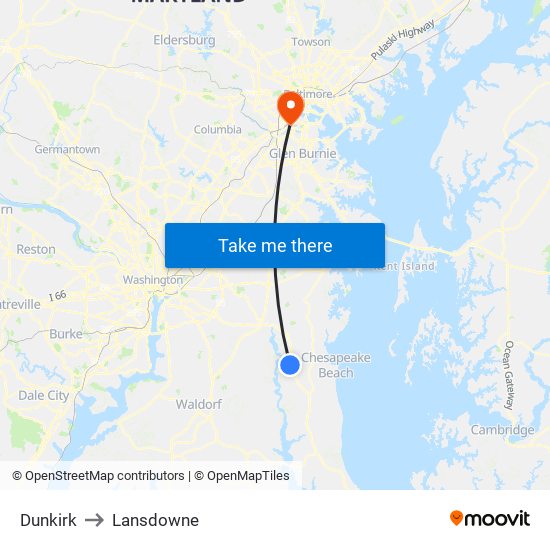 Dunkirk to Lansdowne map