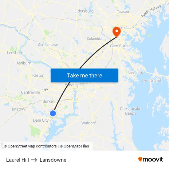 Laurel Hill to Lansdowne map